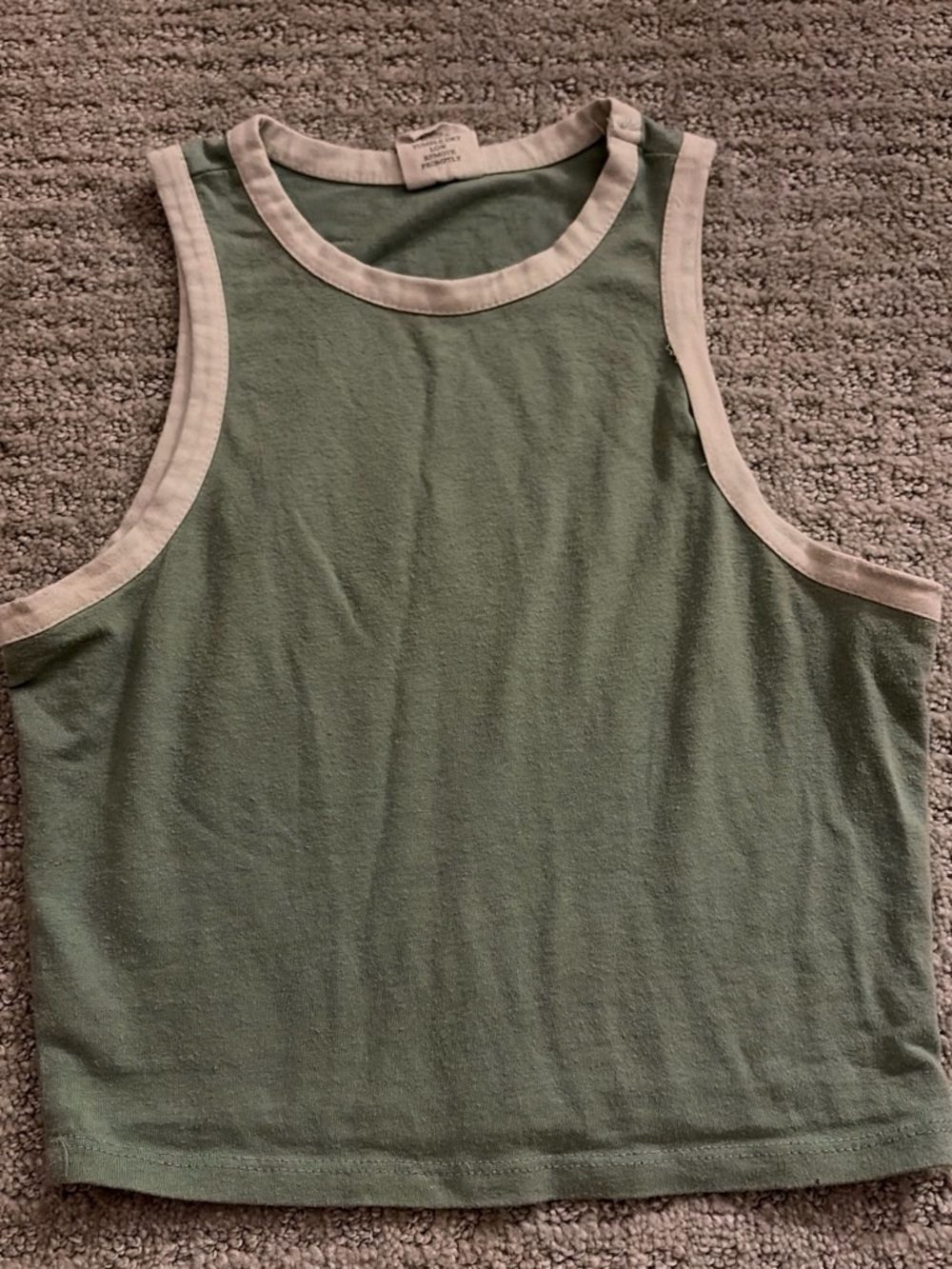Tilly's Green Tank Top with Cream Trim